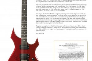 Гитара Слэша, на которой он играл в начале карьеры Guns N’ Roses, будет выставлена на аукцион.............................
