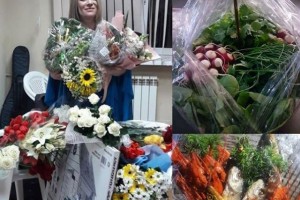 Антон и Виктория Макарские получили в подарок от поклонников букеты из редиски и вареных раков с рыбой