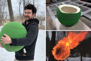 Зелёный шар из 42 тысяч спичек всего за год работы